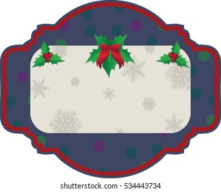 Holiday gift card label with copy space vector illustration
