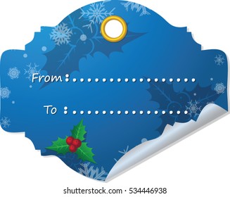 Holiday gift card label with copy space vector illustration