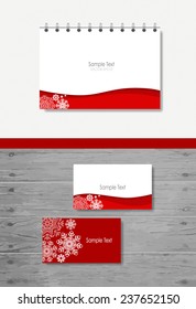 Tarjetas de regalo de vacaciones con copo de nieve. Ilustración vectorial.