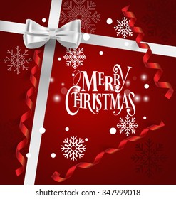 Holiday Gift with Christmas decorations. Vector illustration.