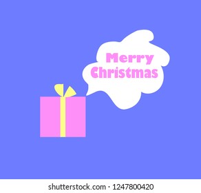 Holiday gift with christmas text. Vector illustration