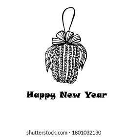 Holiday gift coloring book with ornaments for children and adults. One of a series of Christmas tree toys, Christmas, festive mood. Gucci liner graphics. For coloring, design, postcards. Isolate 