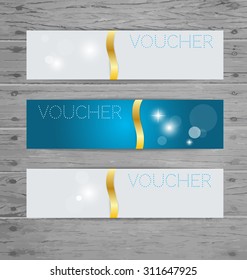 Holiday Gift Coupons with ribbons. Vector illustration.