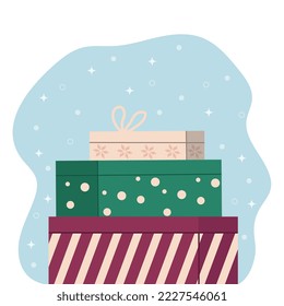 Holiday gift ,giveaway, love ,congratulation. New Year celebration illustration. Vector