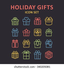 Holiday gift icons 