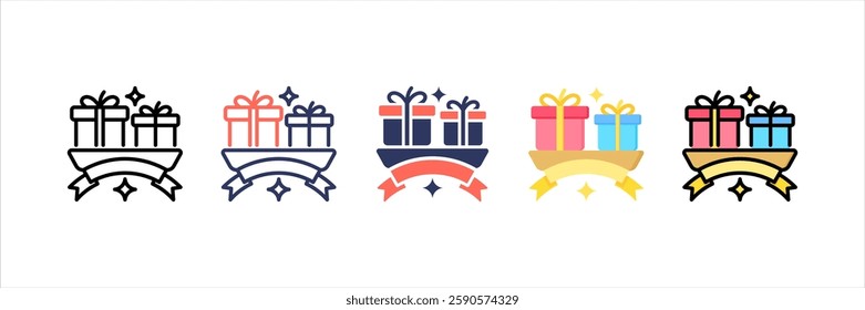 Holiday Gift Multi Style Icon Set