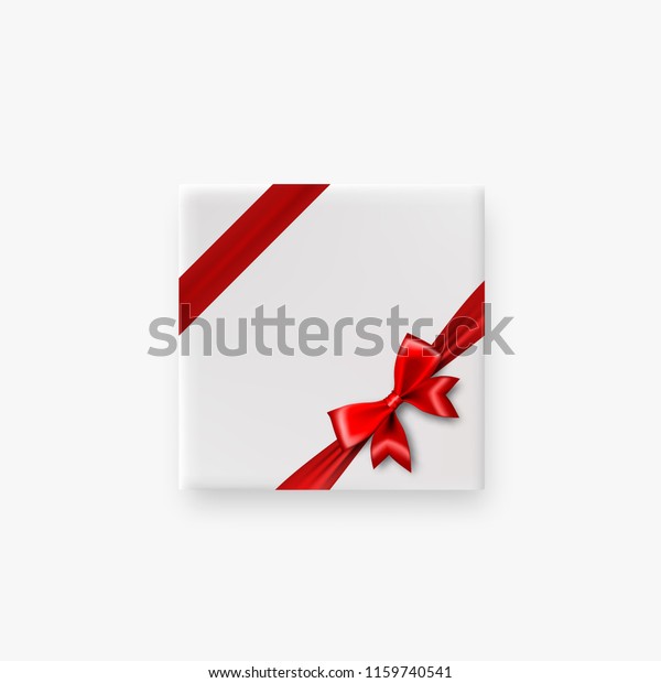 Download Holiday Gift White Box Red Satin Stock Vector Royalty Free 1159740541 PSD Mockup Templates