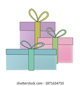 Holiday gifts isolated on white background. Vector minimalistic flat design.