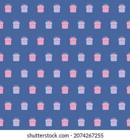 holiday gifts. vector seamless pattern. pink and blue baby repetitive background. fabric swatch. wrapping paper. continuous print. design element for  textile, home decor, apparel, greeting card
