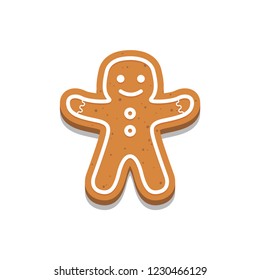 Holiday gingerbread man cookie icon. Happy new year decoration. Merry Christmas holiday.