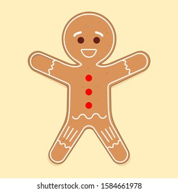 Holiday gingerbread man cookie icon. Happy new year decoration. Merry Christmas holiday.