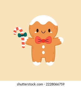 Holiday gingerbread man cookie. Cookie in shape of man with colored icing. Happy new year decoration. Merry christmas holiday. New year and xmas celebration.