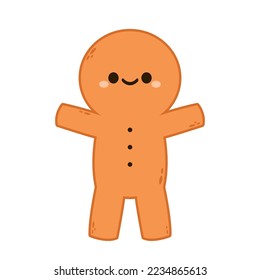 Holiday gingerbread man cookie. Cookie in shape of man with colored icing. Happy new year decoration. Merry christmas holiday. New year and xmas celebration.