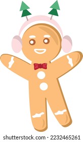Holiday gingerbread man cookie. Holiday winter symbols. New year cookies.