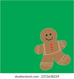 Holiday gingerbread man cookies with colored icing on green background. Vector illustration. Happy new year decoration. Merry Christmas holiday celebration