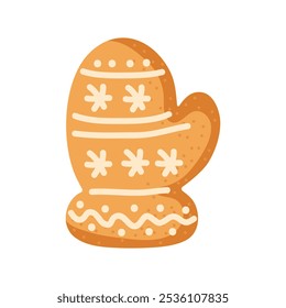 Holiday gingerbread mitten cookie, frosted and perfect for festive celebrations!