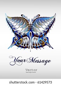 Holiday glamour greeting card with vector mac style butterfly and free space for your text (sample decoration message included)