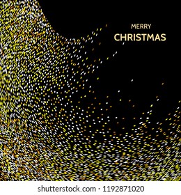 Holiday glitter decoration on black background.Spray of gold confetti. Christmas sparkly effect decoration.Vector illustration
