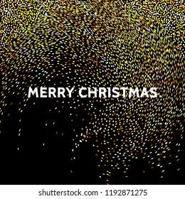 Holiday glitter decoration on black background.Spray of gold confetti. Christmas sparkly effect decoration.Vector illustration