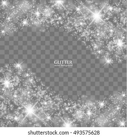 Holiday glitter transparent vector element background. Dust, shiny particles. Vector eps10.