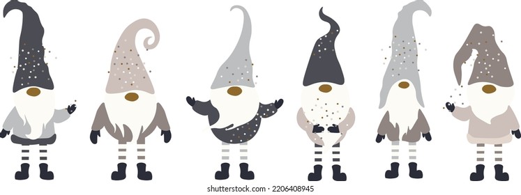 Holiday Gnomes  isolated Vector illustration on white background
