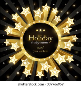  Holiday gold  background and place for your text. It can be used for decorating of invitations, greeting cards. Vector Illustration. Eps-10 and hi-res jpg.