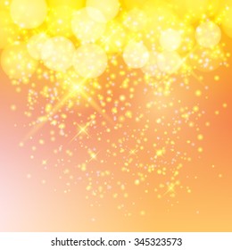 Holiday Golden Abstract Background. Blurred Bokeh. Vector illustration