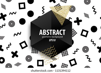 Holiday golden shine abstract geometric background. Colored minimalistic vector invitation. Shimmer simple cover backdrop. Trendy pattern tile frame.