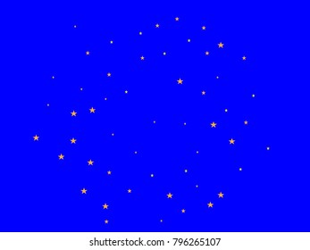Holiday golden starry in blue background. Gold stars. Confetti celebration, Falling golden abstract decoration for party, birthday celebrate, anniversary or event, festive. Festival decor.