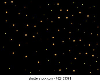 Holiday golden starry in dark background. Gold stars. Confetti celebration, Falling golden abstract decoration for party, birthday celebrate, anniversary or event, festive. Festival decor.