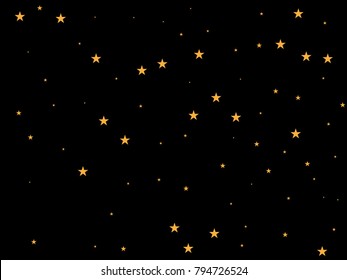 Holiday golden starry in dark background. Gold stars. Confetti celebration, Falling golden abstract decoration for party, birthday celebrate, anniversary or event, festive. Festival decor.