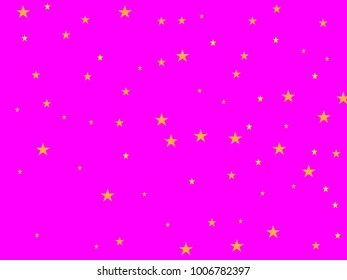 Holiday golden starry in pink background. Gold stars. Confetti celebration, Falling golden abstract decoration for party, birthday celebrate, anniversary or event, festive. Festival decor.