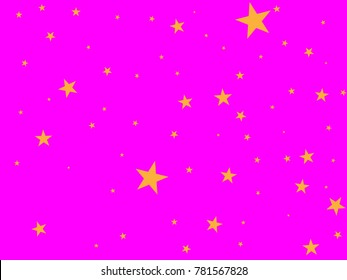 Holiday golden starry in pink background. Gold stars. Confetti celebration, Falling golden abstract decoration for party, birthday celebrate, anniversary or event, festive. Festival decor.