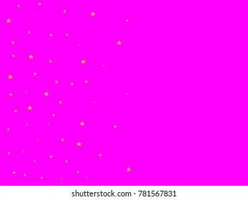 Holiday golden starry in pink background. Gold stars. Confetti celebration, Falling golden abstract decoration for party, birthday celebrate, anniversary or event, festive. Festival decor.