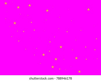 Holiday golden starry in pink background. Gold stars. Confetti celebration, Falling golden abstract decoration for party, birthday celebrate, anniversary or event, festive. Festival decor.