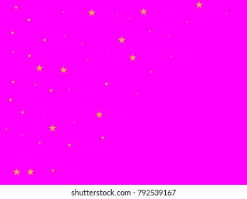 Holiday golden starry in pink background. Gold stars. Confetti celebration, Falling golden abstract decoration for party, birthday celebrate, anniversary or event, festive. Festival decor.