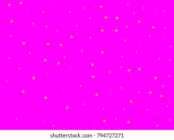 Holiday golden starry in pink background. Gold stars. Confetti celebration, Falling golden abstract decoration for party, birthday celebrate, anniversary or event, festive. Festival decor.