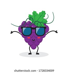 fruta de uva de vacaciones lindo personaje mascota diseño vectorial