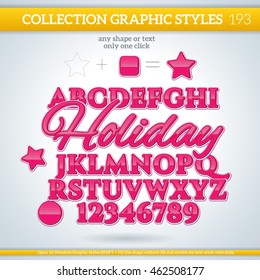 Holiday Graphic Styles For Design. Graphic Styles Can Be Use For Decor, Text, Title, Cards, Events, Posters, Icons, Logo And Other.