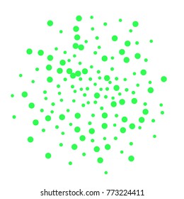 Holiday Green Confetti Dotted Background. Bubbles Circle Dots. Network Design, Technology Science, Vector Illustration. Perfect For Logo, Banner, Icon, New year Background.