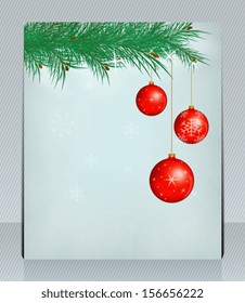 Holiday Greeting Card with Christmas balls. Can be as a template, brochure, cover