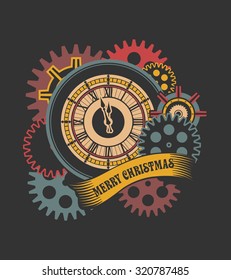 Holiday greeting card with Christmas and New Year calendar 2016