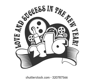 Holiday greeting card with Christmas and New Year calendar 2016