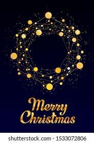 Holiday greeting card with Christmas wreath, Xmas decoration background for your holiday design, vector illustration