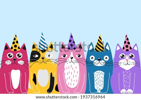 holiday greeting card with funny cartoon cats