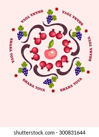 holiday greeting card for rosh hashana,decorative round background.