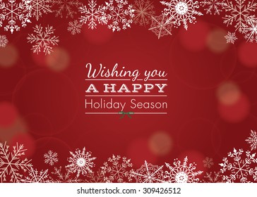 Holiday greeting with snowflake background.