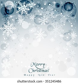 Holiday greeting with snowflake decorative christmas background. Vector illustration.