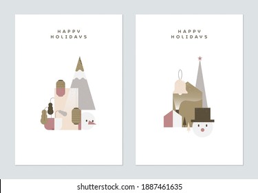 Holiday greeting template design, collage of decoration elements