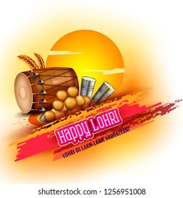 Holiday greetings background for celebrating harvest festival of Punjab India Lohri. Vector illustration